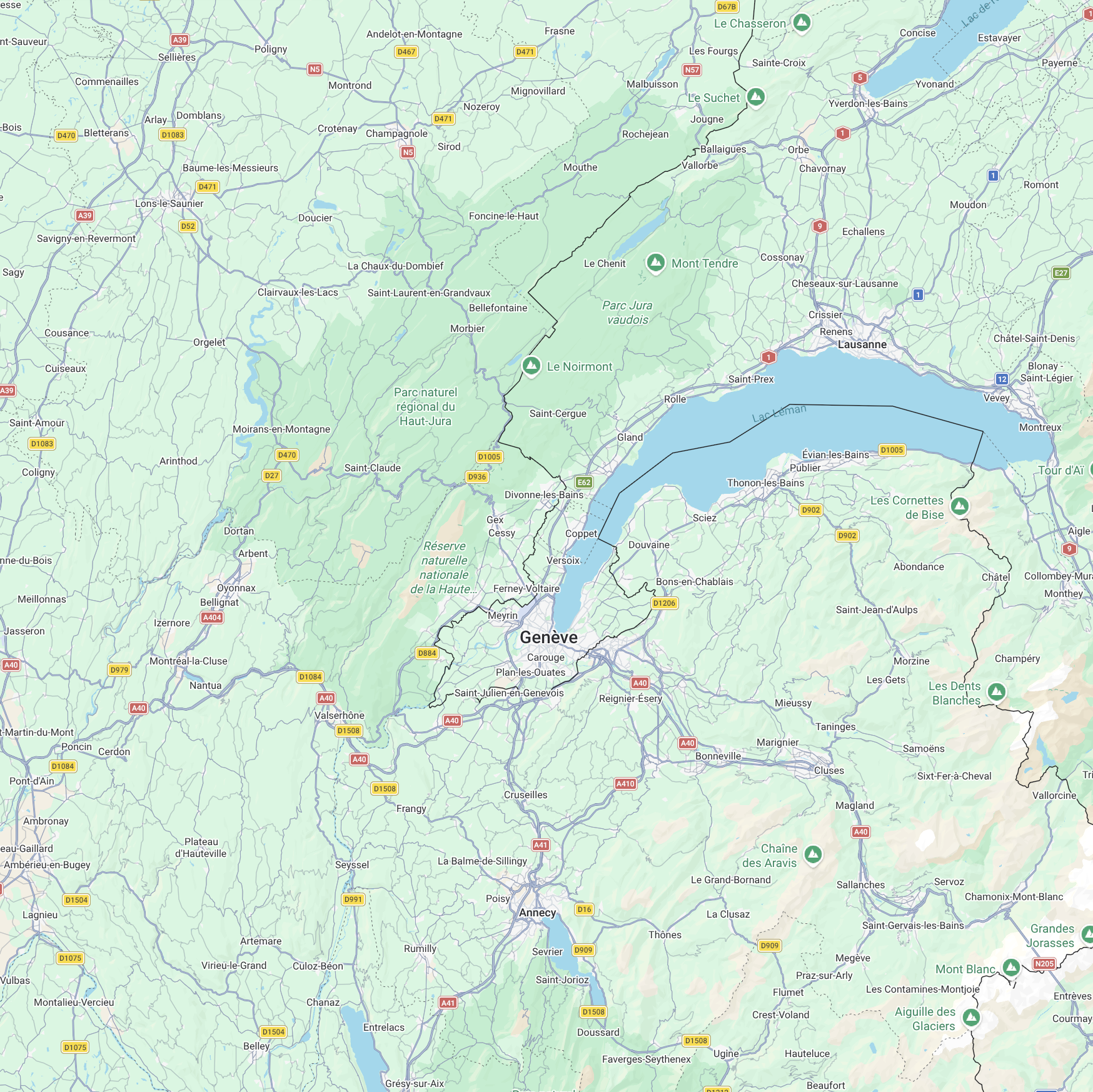 Map of the Geneva region